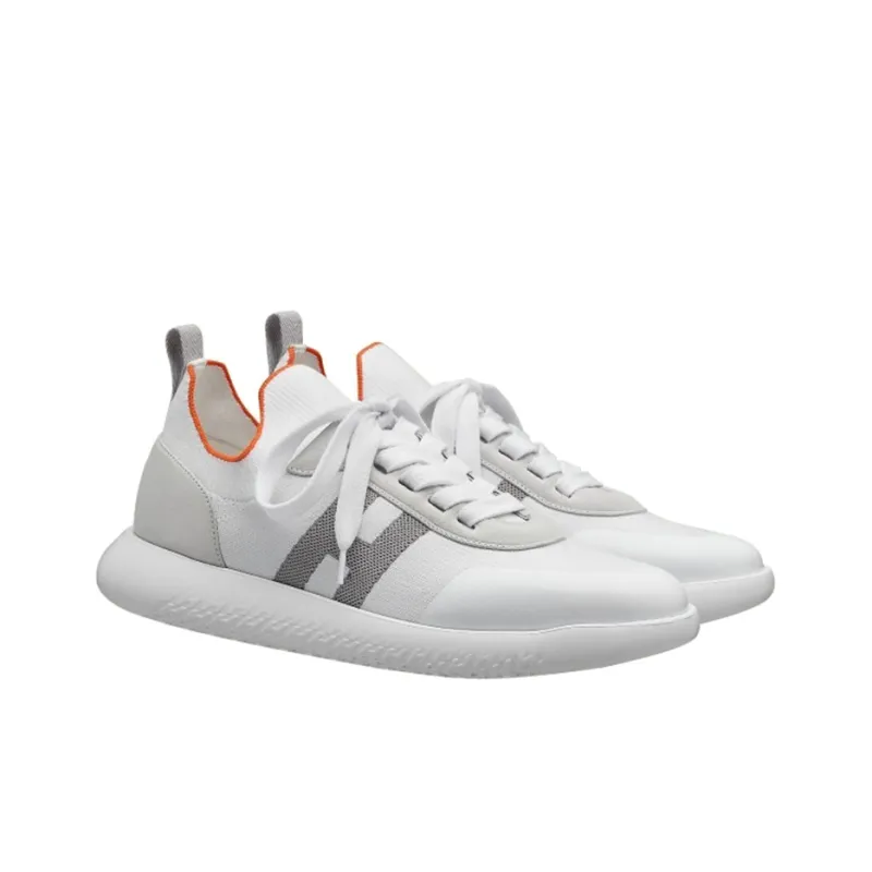 HERMES Crew Anti-Slip Wear-Resistant Low-Top Casual Shoes Men's White-2