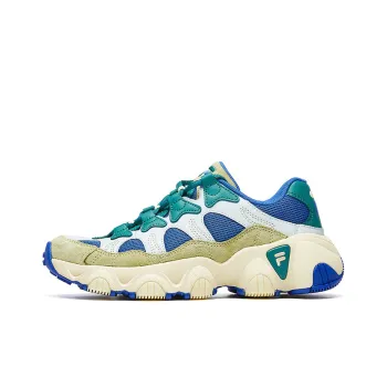 FILA Jagger Wear-Resistant Breathable Cushioning Slip-Resistant Low-Top Casual Shoes Women's White Blue Green