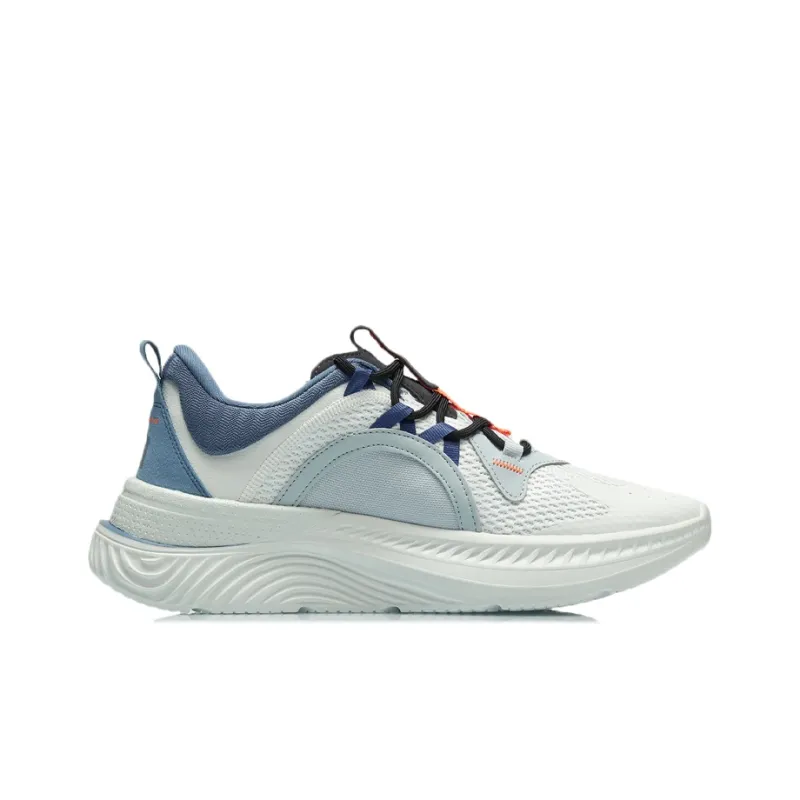 LiNing Spark Cushioning Anti-Slip Wear-Resistant Breathable Lightweight Coverage Low-Top Sports Casual Shoes White Blue-1