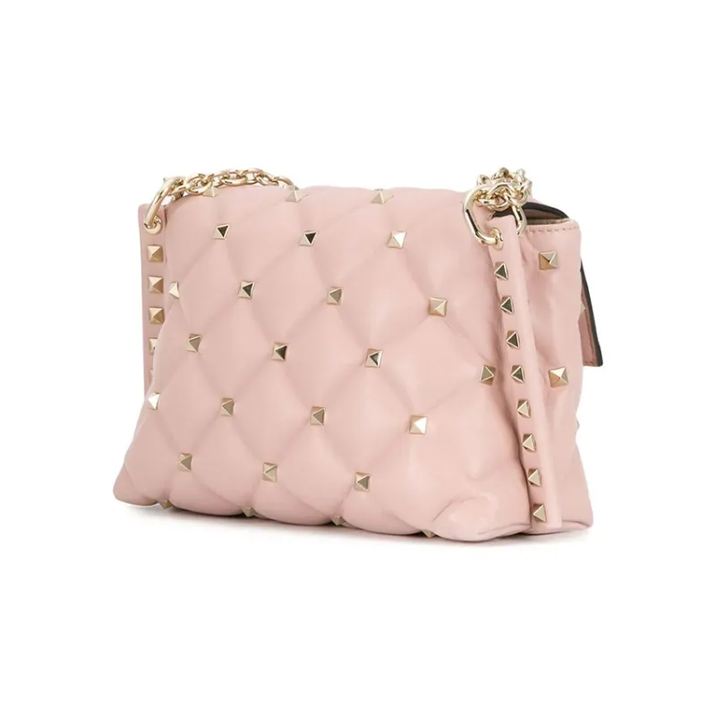 Valentino Sheepskin Portable Crossbody Bag, Shoulder Bag Women's Pink-1