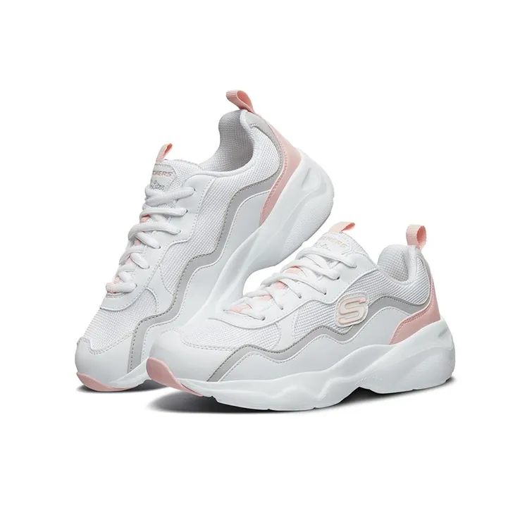 Skechers D'LITES AIRY Anti-Slip And Wear-Resistant Breathable Low-Top Casual Shoes Women's White Gray Pink-2
