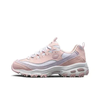 Skechers D'LITES 1.0 D'LITES Milk Tea Bear Cushioning Low Top Casual Shoes Women's White Pink
