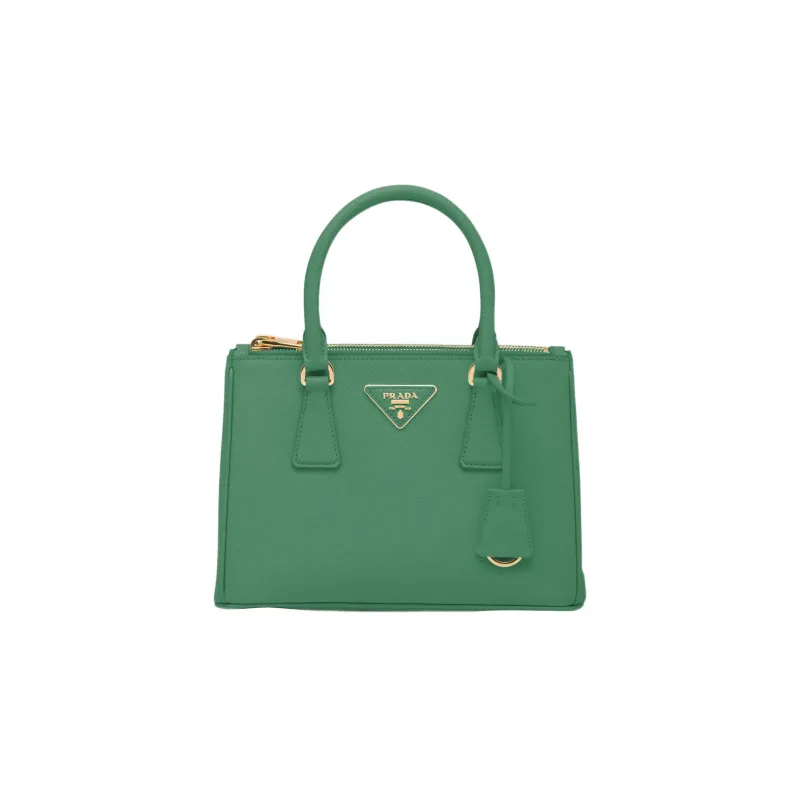 PRADA Galleria Killer Bag Leather Shoulder Bag Crossbody Bag Handbag Small Size Women's Green-0