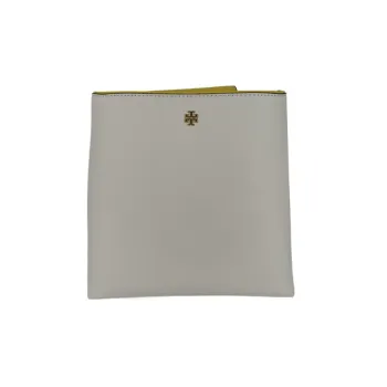 TORY BURCH Emerson Leather Bucket Bag, Shoulder Bag, Crossbody Bag Regular Women's Yellow & White