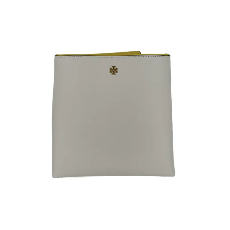 TORY BURCH Emerson Leather Bucket Bag, Shoulder Bag, Crossbody Bag Regular Women's Yellow & White-0
