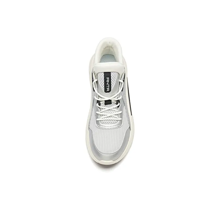 ANTA Casual Shoes Women's Low Top Silver/Ivory White/Black-2