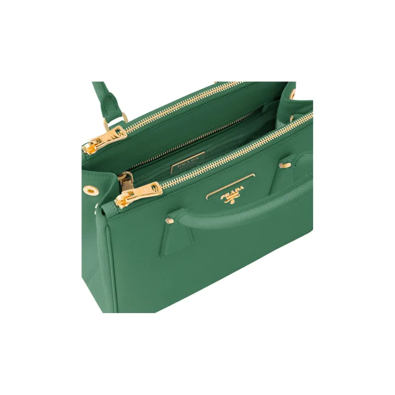 PRADA Galleria Killer Bag Leather Shoulder Bag Crossbody Bag Handbag Small Size Women's Green-4