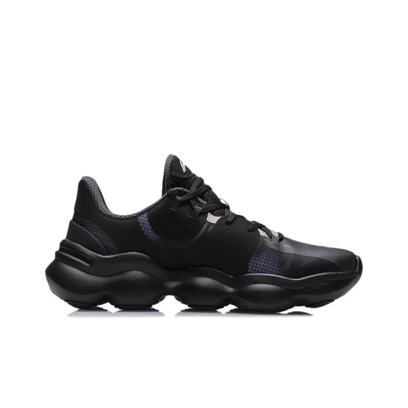LiNing Soft Bubble Cushioning Anti Slip And Wear Resistant Low Top Sports Casual Shoes Black Purple-1