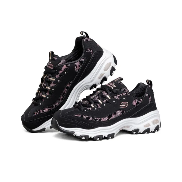 Skechers D'LITES 1.0 Cushioning Anti Slip And Wear Resistant Low Top Casual Shoes Women's Black Rose Gold-2