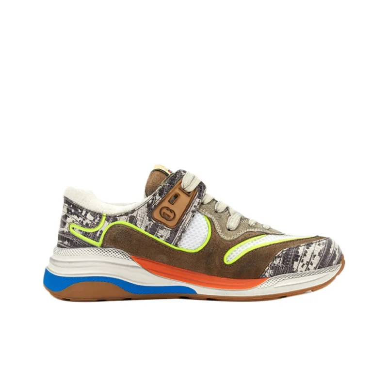GUCCI Ultrapace Low Top Casual Shoes Women's Brown Yellow-1