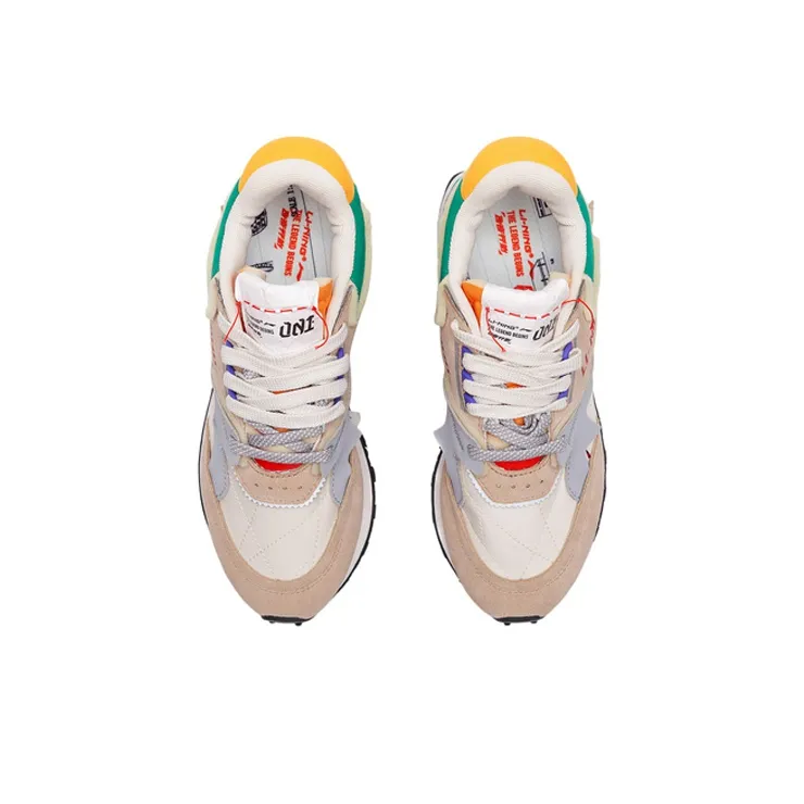 LiNing 001 Innocence Non slip Lightweight Low Top Sports Casual Shoes Men's Apricot White/Green-2