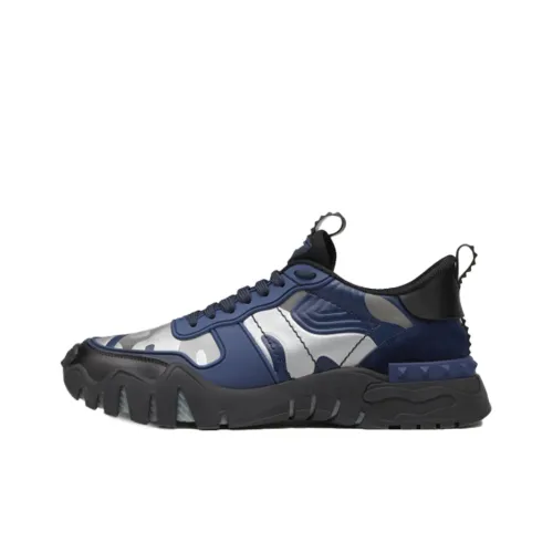 Valentino Rockrunner Casual Shoes Men Low-Top Blue Silver Black