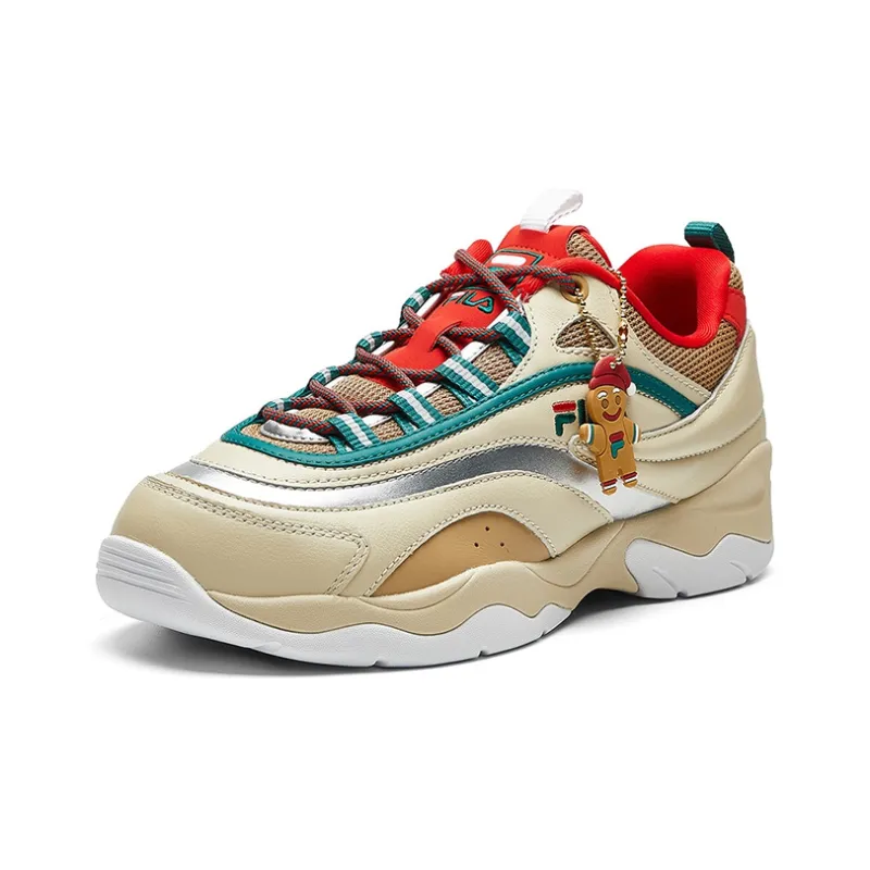 FILA FUSION Cushioning Anti Slip Wear Resistant Breathability Low Top Casual Shoes Women's White Red Green-1
