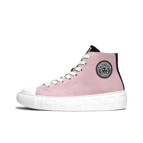 VERSACE Greca Suede pulsar-Top Casual Athletic Shoes Women's Pink