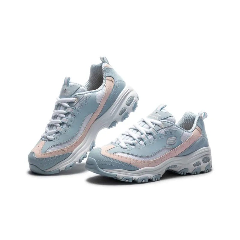 Skechers D'LITES 1.0 Milk Tea Bear Cushioning Breathable Support Low Top Casual Shoes Women's Blue-2