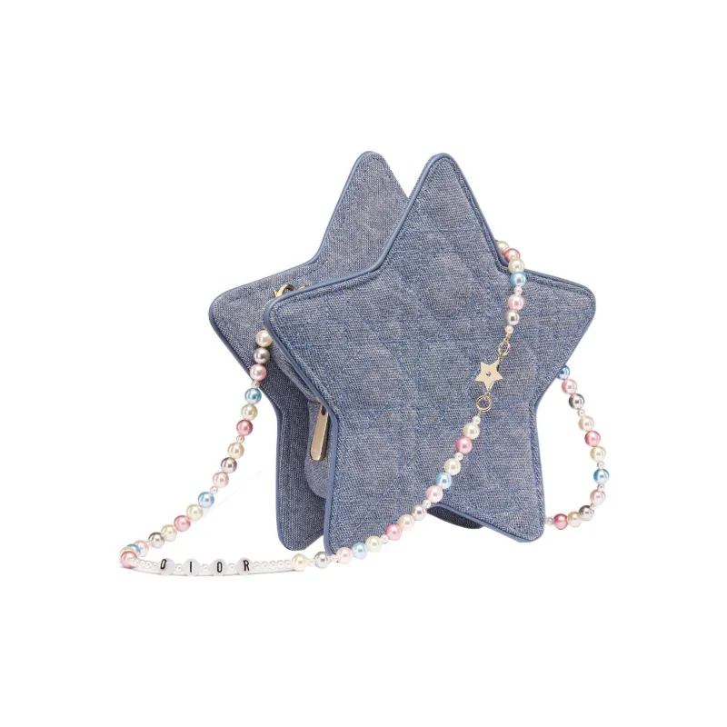 DIOR Denim With Sheepskin Shoulder Bag Crossbody Bag Regular Kids' Denim Blue-1