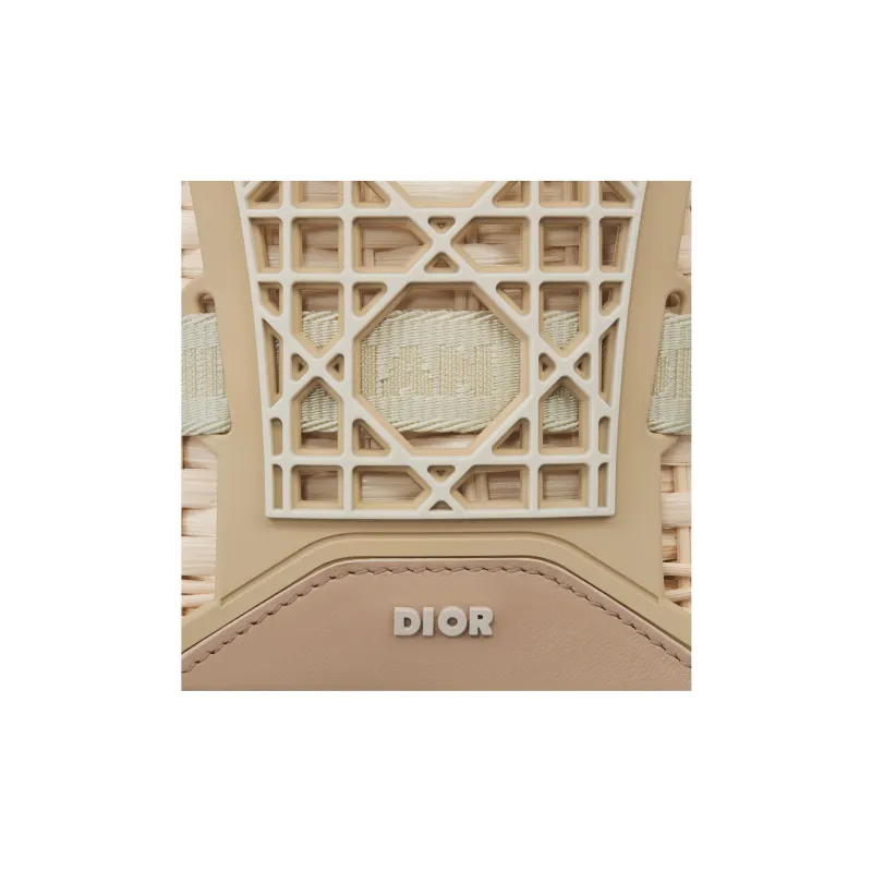 DIOR Cow Leather Woven Basket Bag Shoulder Bag Crossbody Bag Handbag Women's Beige-4