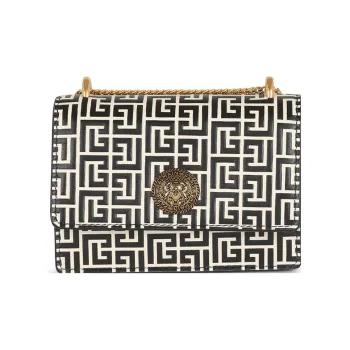 BALMAIN Sheepskin Shoulder Bag Crossbody Bag Coin Purse Wallet Small Size Women's Black/White