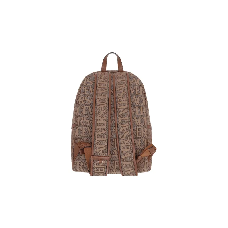 VERSACE Cow Leather Backpack Men's Beige/Brown-2