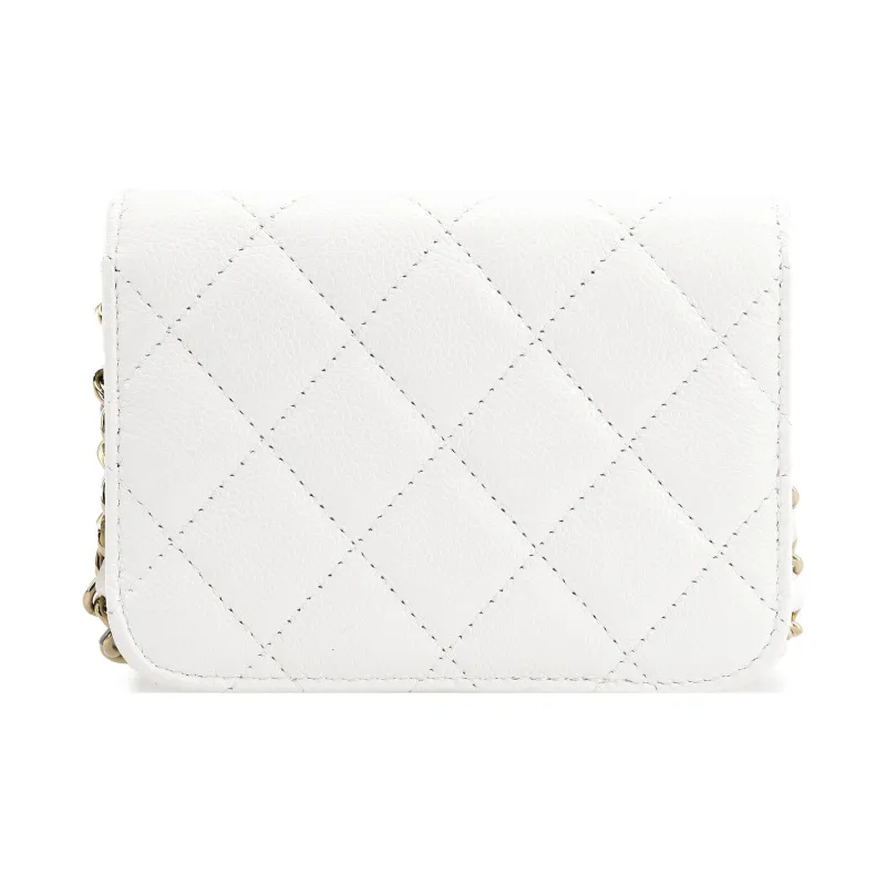 CHANEL 22SS Cow Leather Evening Bag, Coin Purse, Shoulder Bag, Crossbody Bag Mini Women's White-2