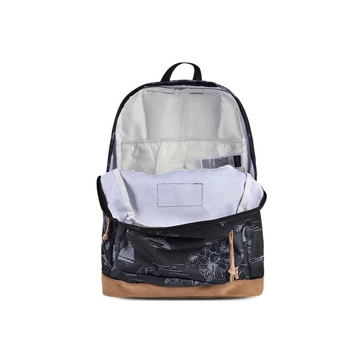 JanSport Leather Laptop Backpack Medium Size Unisex Dark Floral-4