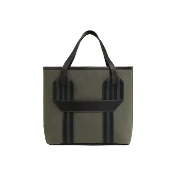 HERMES Pursangle Canvas With Clémence Calfskin Tote Bag Shopping Bag Handbag Men's Copper Green/Black/Jasper