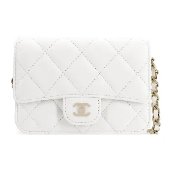 CHANEL 22SS Cow Leather Evening Bag, Coin Purse, Shoulder Bag, Crossbody Bag Mini Women's White