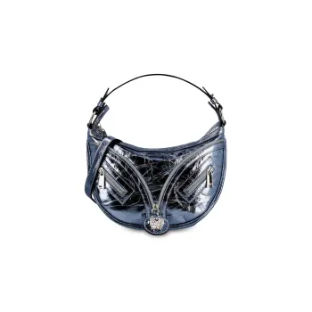 VERSACE Leather Handbag Shoulder Bag Mini Women's Light Blue