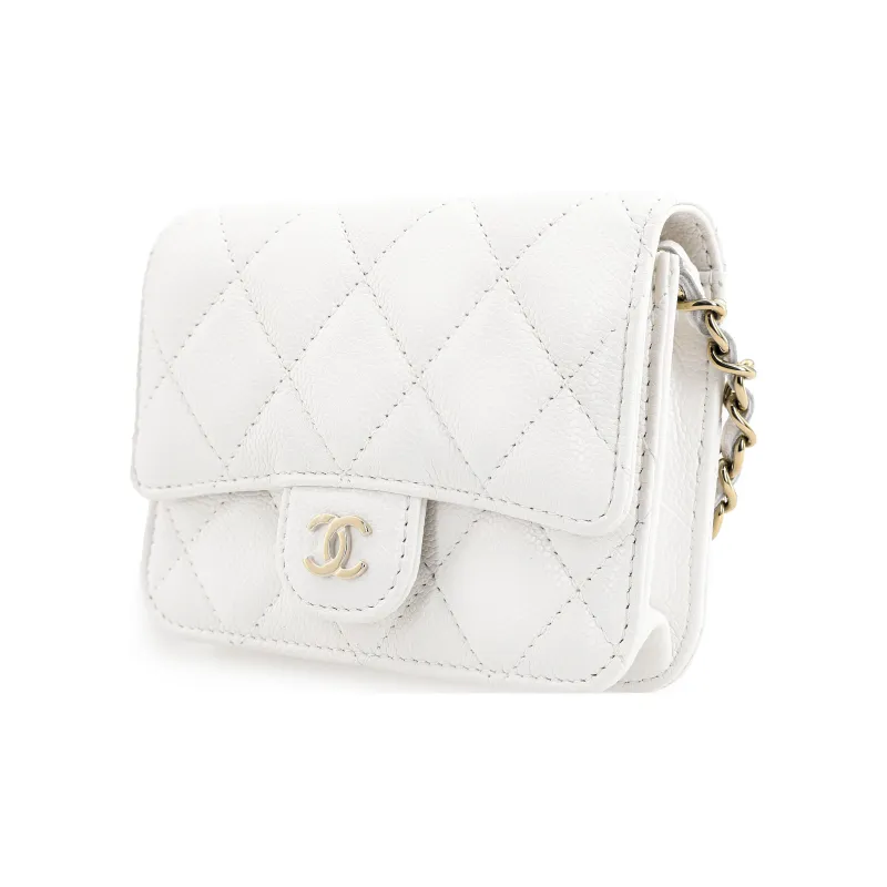 CHANEL 22SS Cow Leather Evening Bag, Coin Purse, Shoulder Bag, Crossbody Bag Mini Women's White-1
