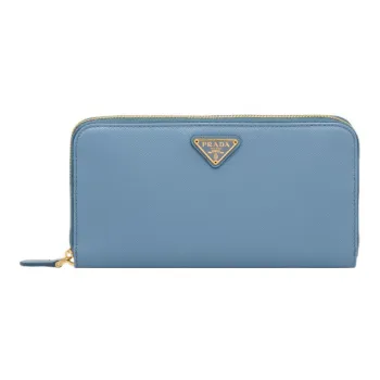 PRADA Saffiano Leather Wallet Large Size Women's Interstellar Blue