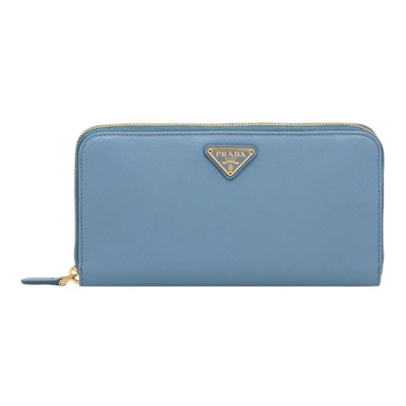 PRADA Saffiano Leather Wallet Large Size Women's Interstellar Blue-0
