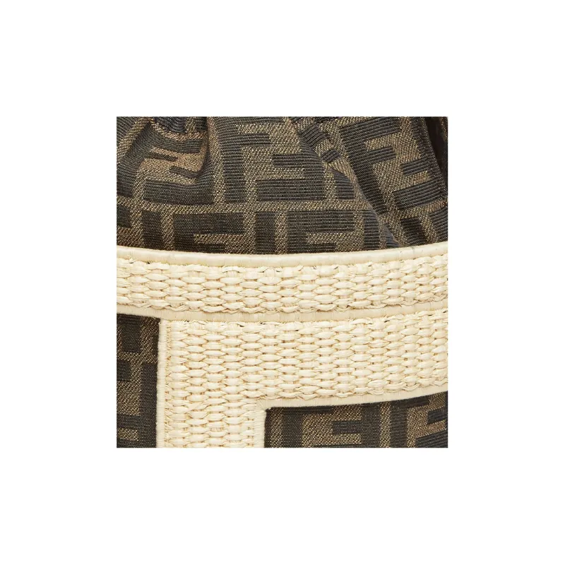 FENDI Straw Patchwork Jacquard Fabric Shoulder Bag, Crossbody Bag, Handbag Medium Size Women's Multicolor-4