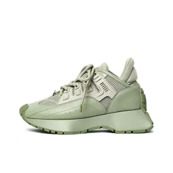 DYMONLATRY Wear-Resistant Low-Top Sports Casual Shoes 4cm Women's Pea Green