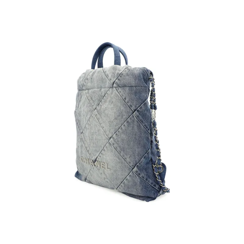 CHANEL 22Bag Calfskin Backpack Women's Denim-2