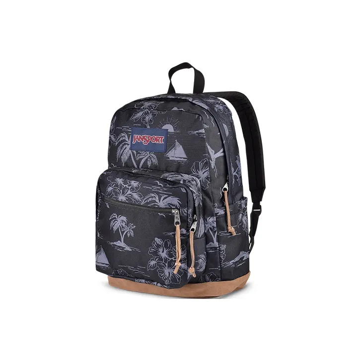 JanSport Leather Laptop Backpack Medium Size Unisex Dark Floral-1