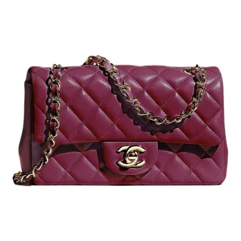 CHANEL Classic Flap CF Lambskin Shoulder Bag, Crossbody Bag Mini Women's Fuchsia