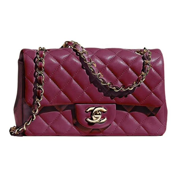 CHANEL Classic Flap CF Lambskin Shoulder Bag, Crossbody Bag Mini Women's Fuchsia-0