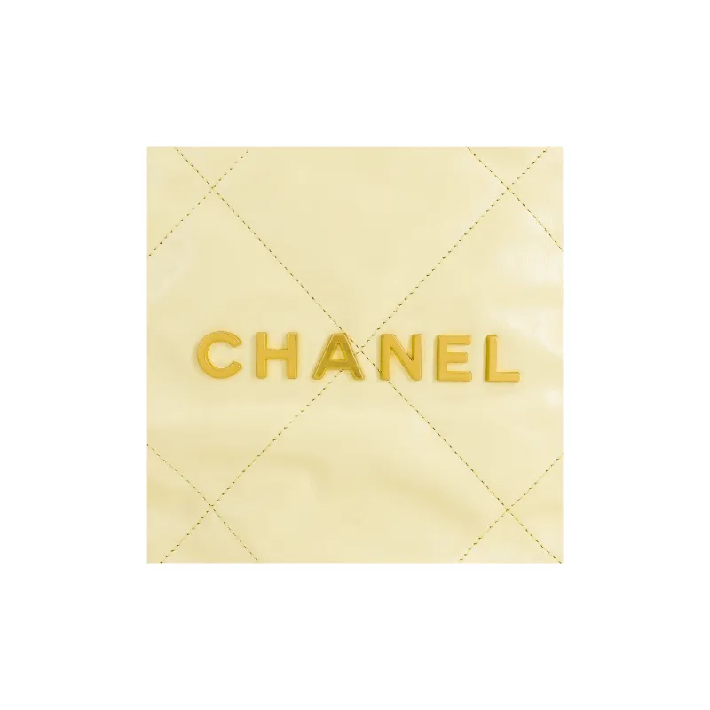 CHANEL 22Bag Bright Calfskin Trash Bag, Tote Bag, Shopping Bag, Handbag, Shoulder Bag Trumpets Women's Light Yellow-4