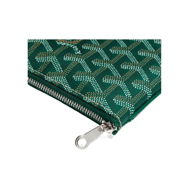 GOYARD SENAT Canvas With Calfskin Wallet Card Holder Clutch Mini Unisex Green-2