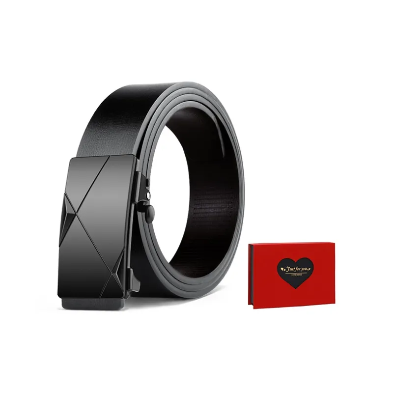 VINEY Split Cow Leather Belts Men's Black 3.4cm-1