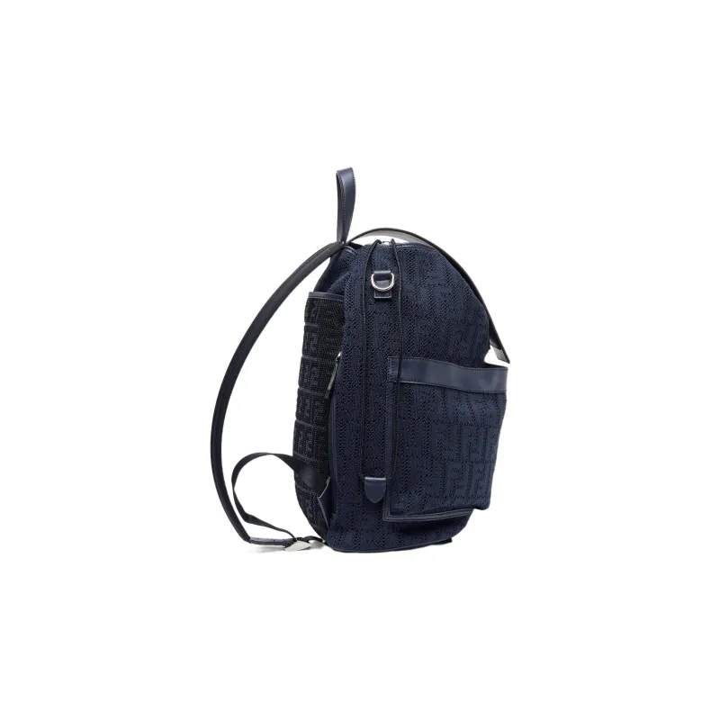 FENDI Cow Leather Backpack Medium Size Men's Dark Blue-1