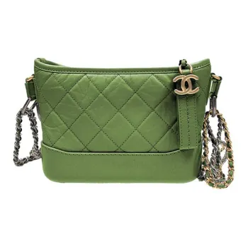 CHANEL Gabrielle Calfskin Crossbody Handbag Shoulder Bag Women's Green