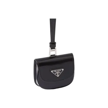 PRADA Leather Earphone Case Women's Black