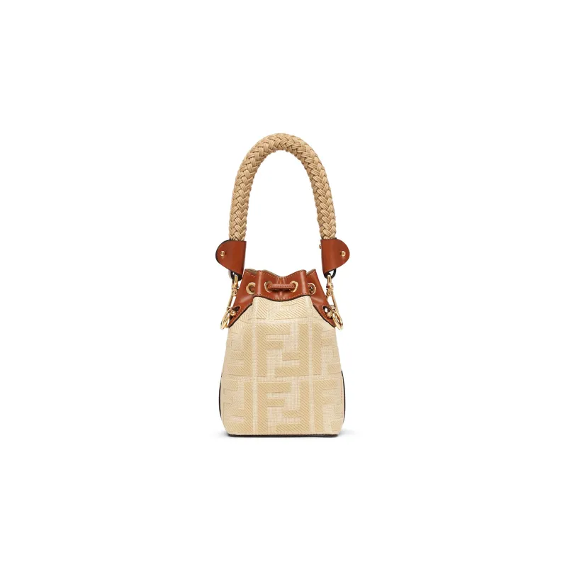 FENDI Mon Tresor Polyurethane Bucket Bag, Shoulder Bag, Crossbody Bag, Handbag Mini Women's Beige-2