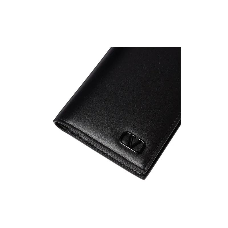 Valentino Calfskin Wallet Mini Men's Black-4