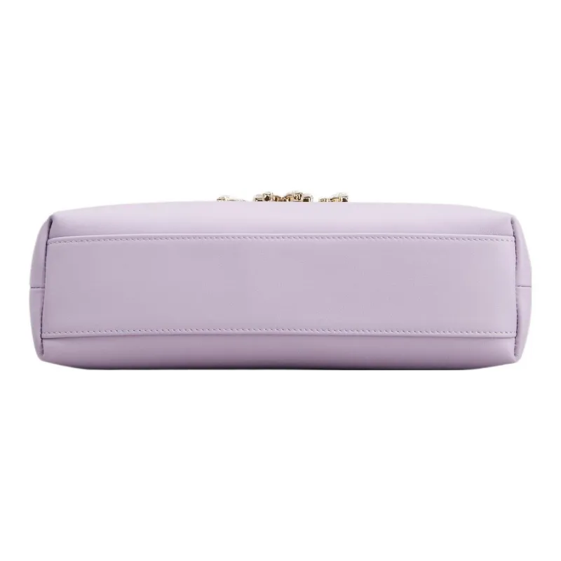 Roger Vivier RV NIGHTLILY Leather Handheld One Shoulder Handbag Mini Women's Light Purple-5
