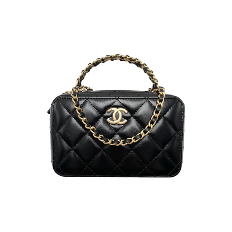 CHANEL Cow Leather Camera Bag, Chain Bag, Handbag, Shoulder Bag, Crossbody Bag Women's Black-0