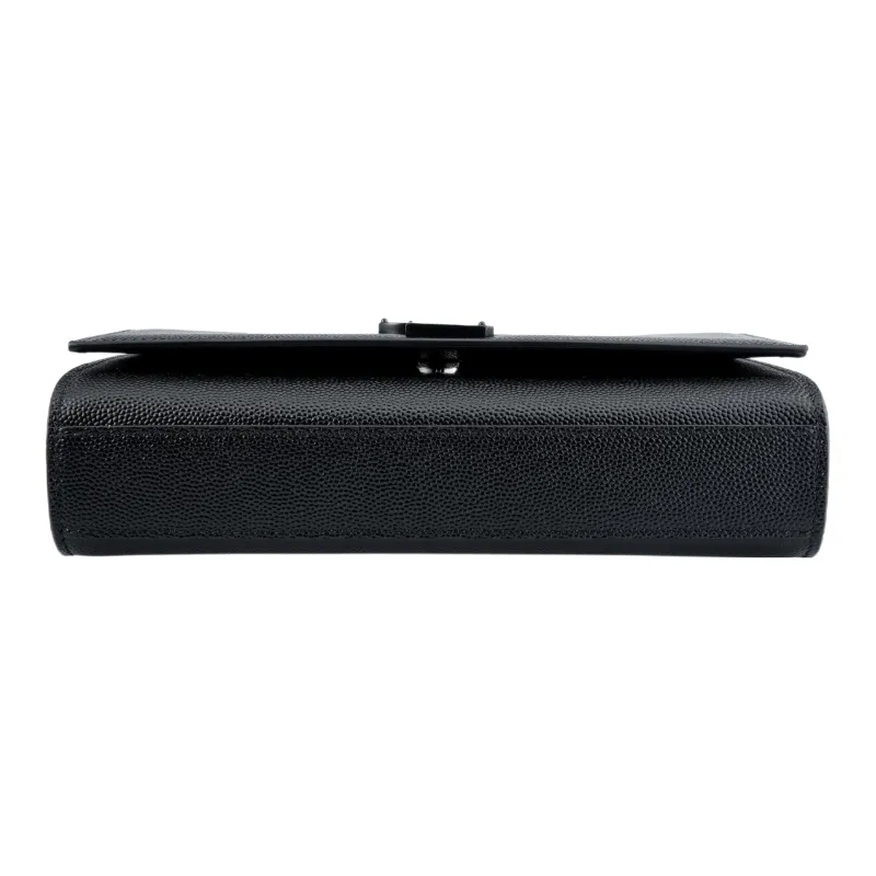 SAINT LAURENT Kate Grain De Poudre Embossed Leather Small Black-3