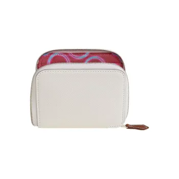 HERMES Silk'In Epsom Calfskin With Barenia Calfskin Wallet Women's Light Gray/Ruby