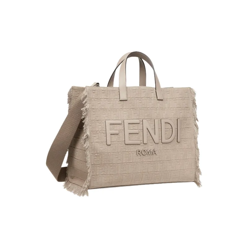 FENDI Fabric Tote Bag, Shopping Bag, Shoulder Bag, Crossbody Bag, Handbag Large Size Men's Beige-1